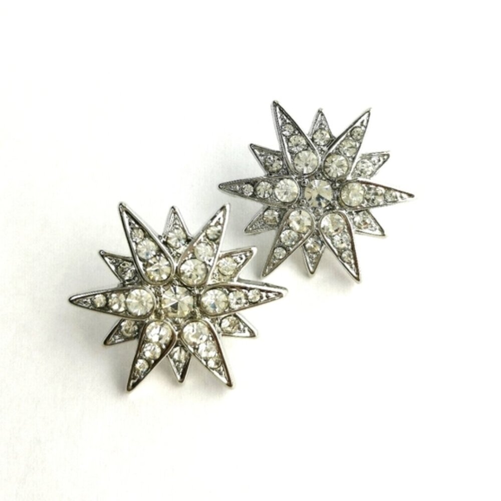 NWT silver crystal Star starburst earrings